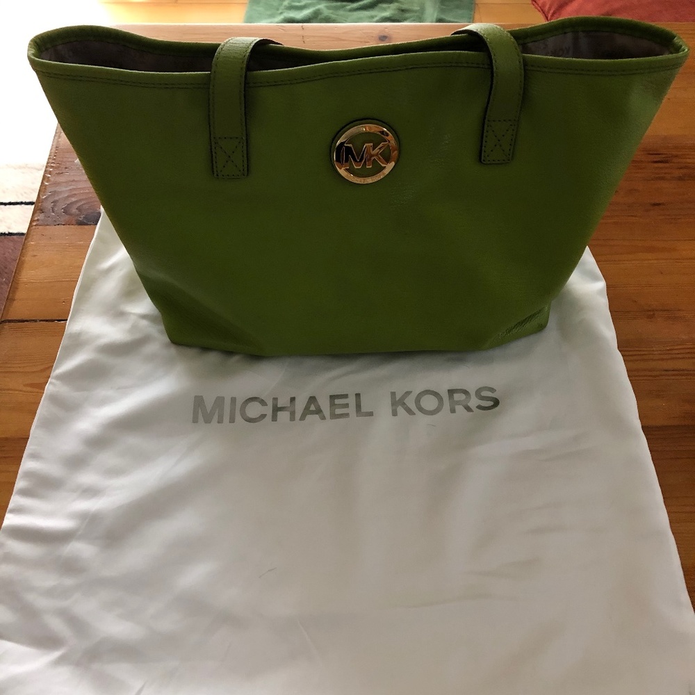 Michael Kors Green Leather Shoulder Bag